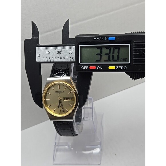 Wittnauer QWR Day Date Mens Vintage Gold Dial General Dynamics Watch New Battery - Picture 5 of 12